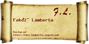 Fakó Lamberta névjegykártya